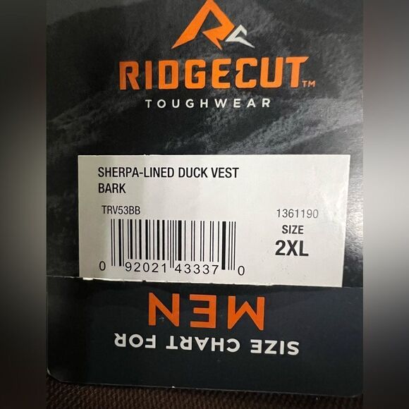 Ridgecut Toughwear Sherpa lined duck vest brown size 2XL outdoor barn chore - Picture 4 of 7